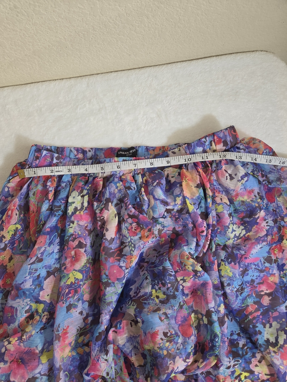 Urban Revivo Purple Floral High Low Ruffle Maxi Skirt Size M/L - Picture 6 of 13